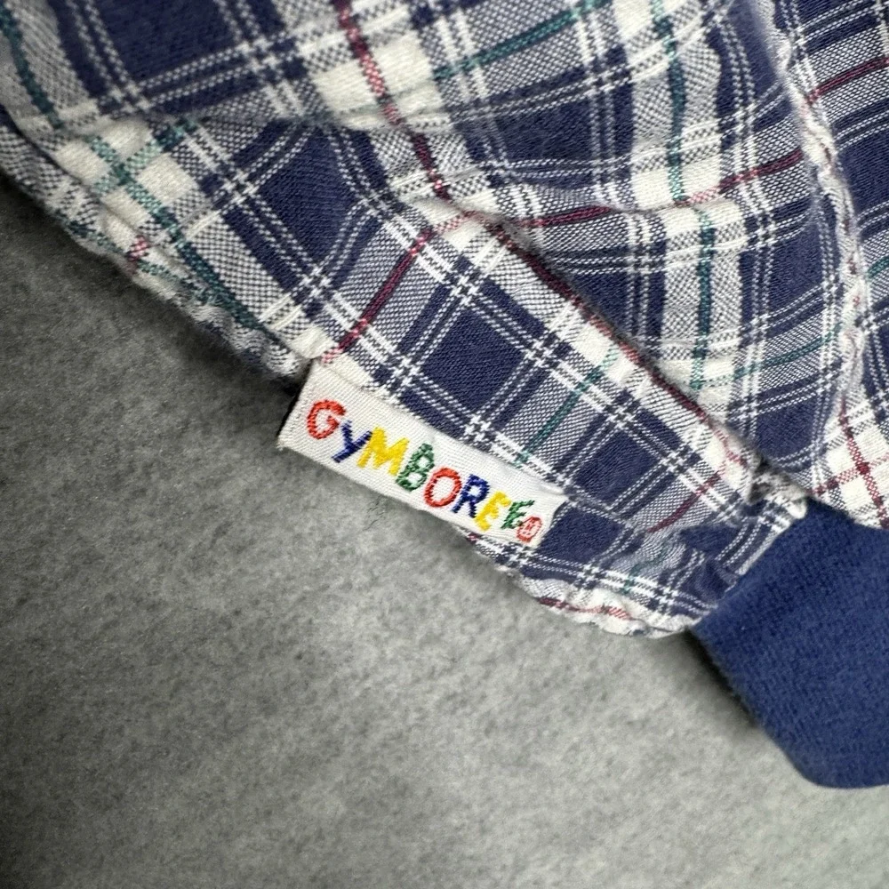 Gymboree Vintage Rainbow Tag 90s Blue‎ Plaid Seersucker Romper Boys Infant 3-6 M